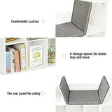 HJZBNONE 6-Cubby Children’s Bookcase with Cushioned Reading Nook, Organizer Cabinet with Soft Cushion and Thick Wood Board, Modern White
