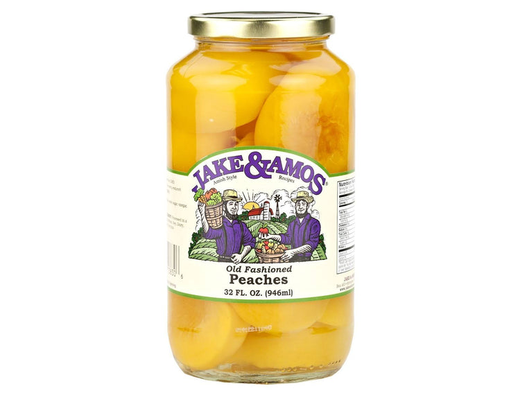 Jake Amos JA Peach Halves, 12 Cans, 33 oz Each, 445950, Priced per Case