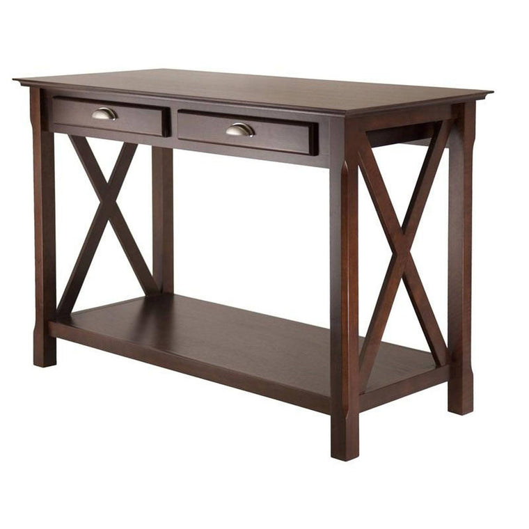 Cappuccino Xola Console Table by Winsome, Designed with 2 Drawers